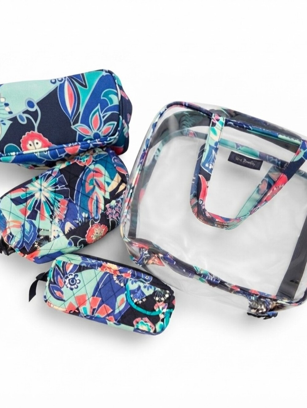 Vera Bradley Lotus Flower Swirl Cosmetic/Toiletries Bags EUC (4 Total)
